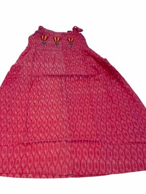 Raj Kids Pink Smocked Cotton Tie Strap Dress 6-7 Yrs Embroidered NWT